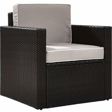 CROSLEY Palm Harbor Outdoor Wicker Arm Chair with Grey Cushions - Brown KO70088BR-GY